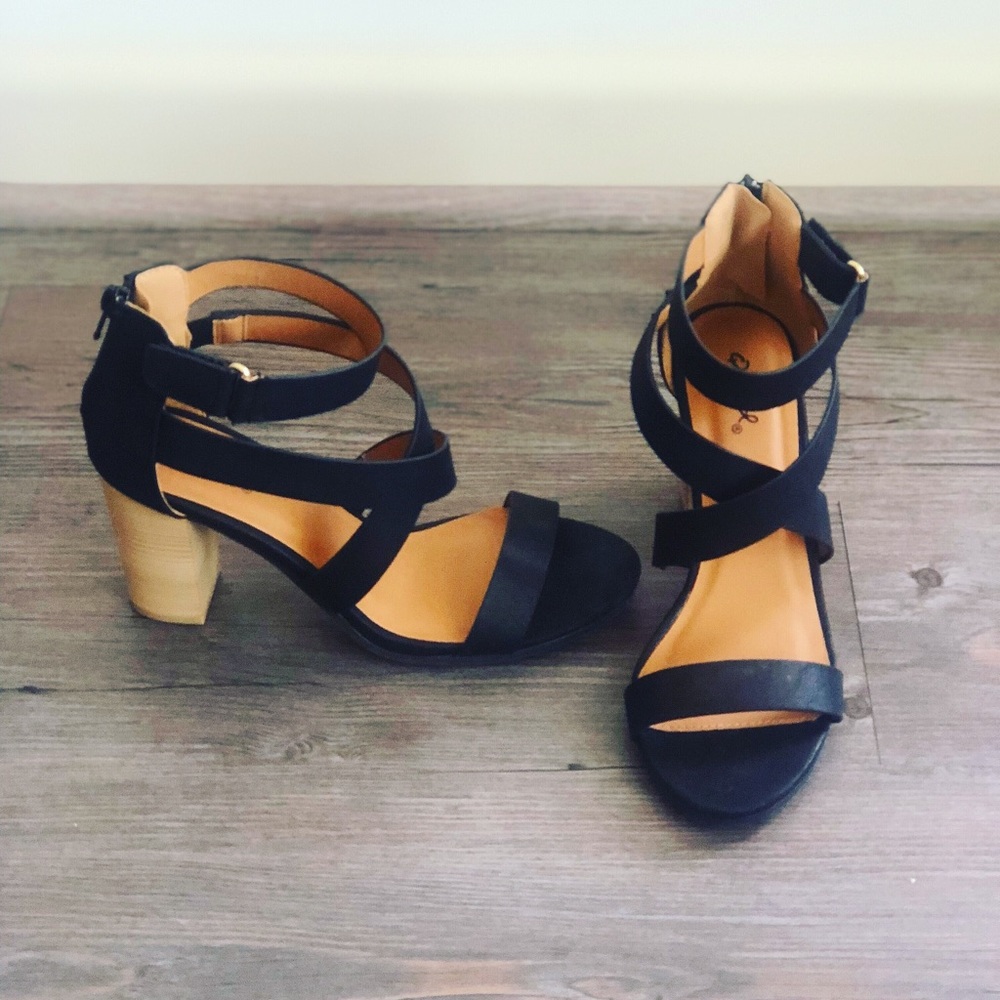 Qupid black block heels, size 6.5.